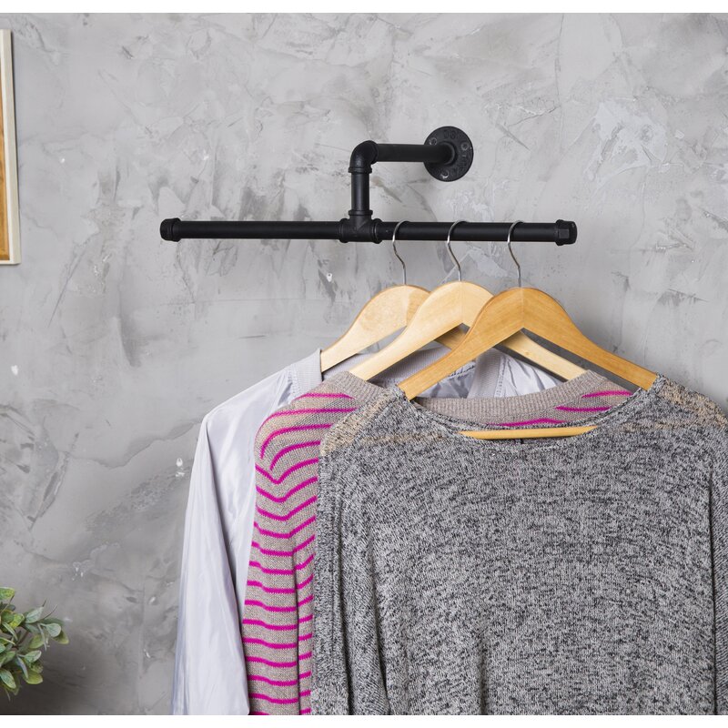 Symple Stuff Wall-Mounted T-Bar Pipe Hanging Clothing Rack & Reviews |  Wayfair